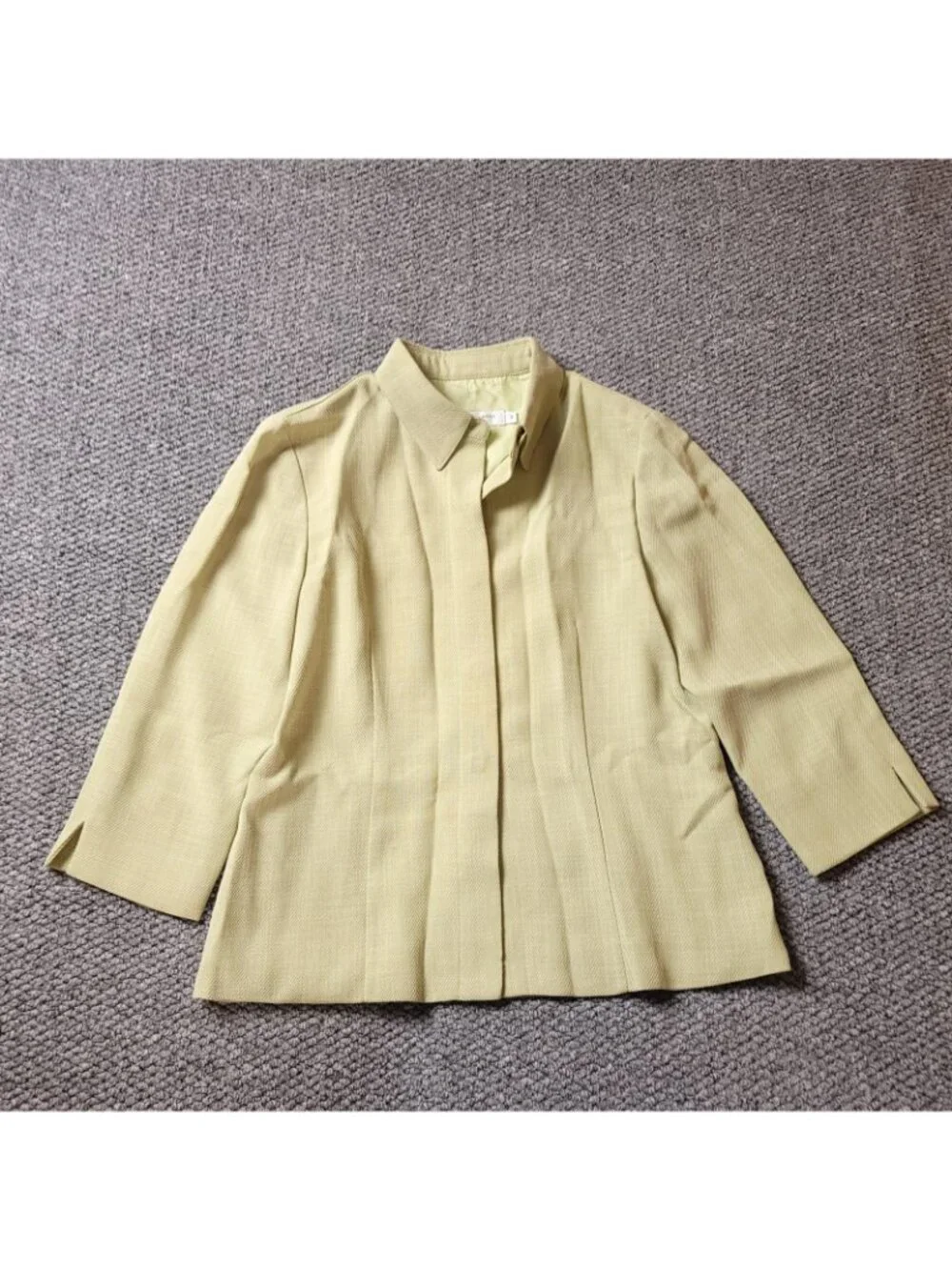 Garfield & Marks MIA Petite Blazer Womens 8 Lime Biege Green Button Jacket USA